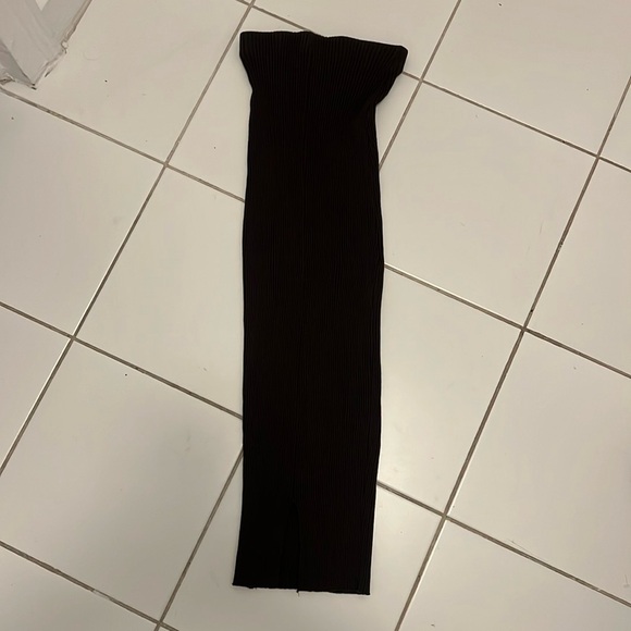 Brown ribbed midi maxi skirt - Picture 3 of 6